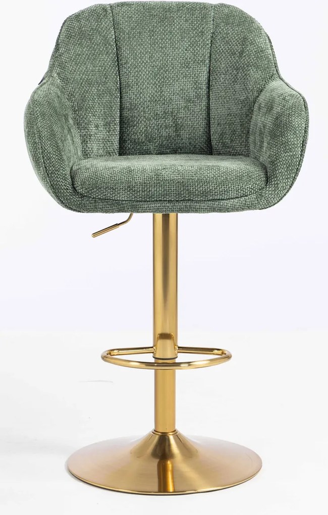 HR2055W Scaun Verde Salvie Grid Premium cu Bază Aurie