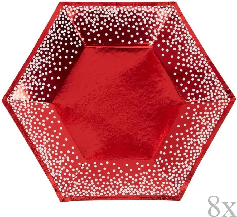 Set 8 farfurii din hârtie Nevity Red & White Dots, ⌀ 20 cm, roșu