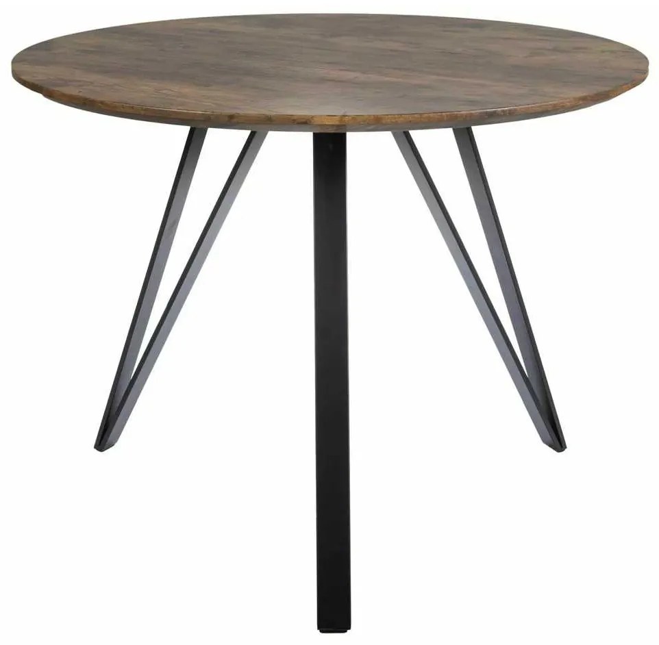Masă de bucătărie Tetis, 100 cm diametru, nuc / negru