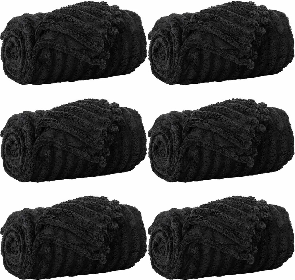 vidaXL Pături de aruncat 6 pcs Negru 270 x 240 cm Molton