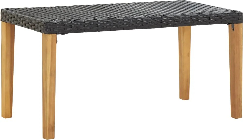 vidaXL Bancă de grădină, negru, 120 cm, poliratan și lemn de acacia