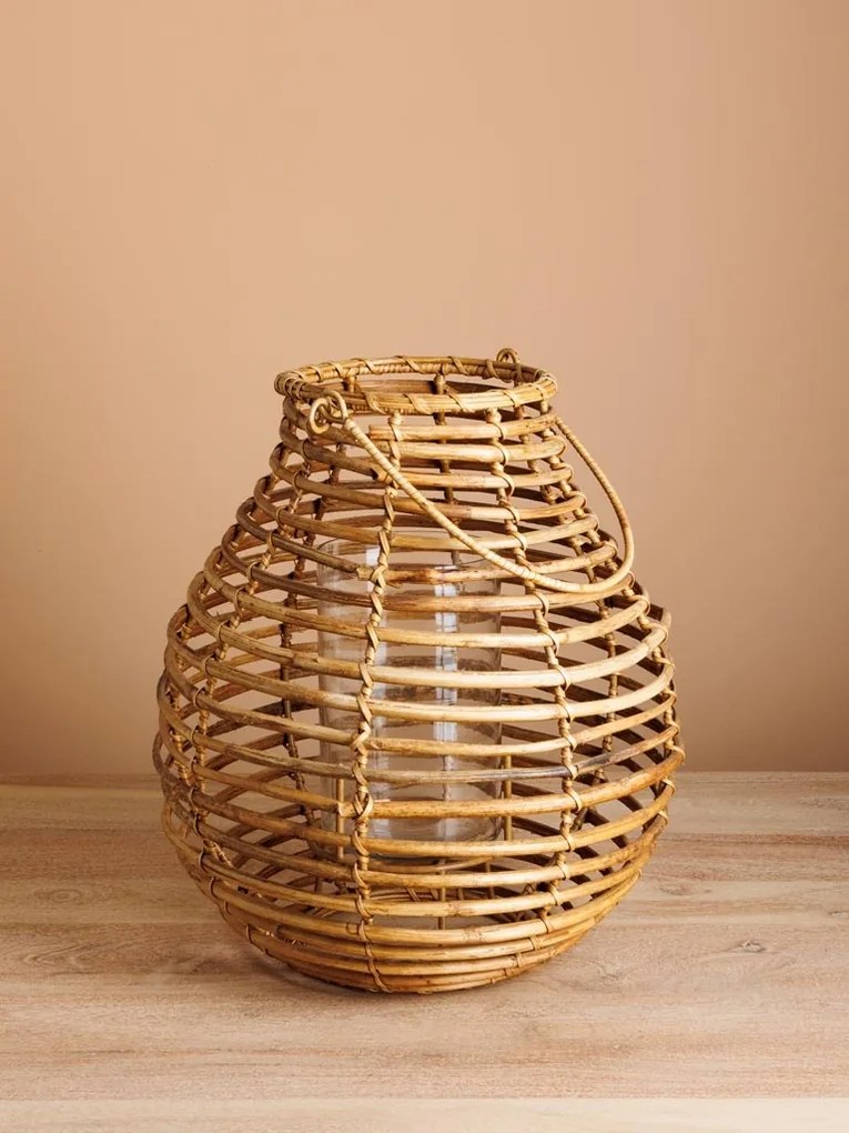 Suport lumanare natur din rattan H32cm Vagabond