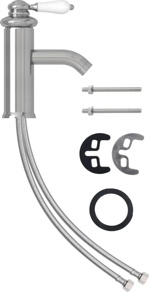 vidaXL Robinet chiuvetă de baie, argintiu, 130x180 mm