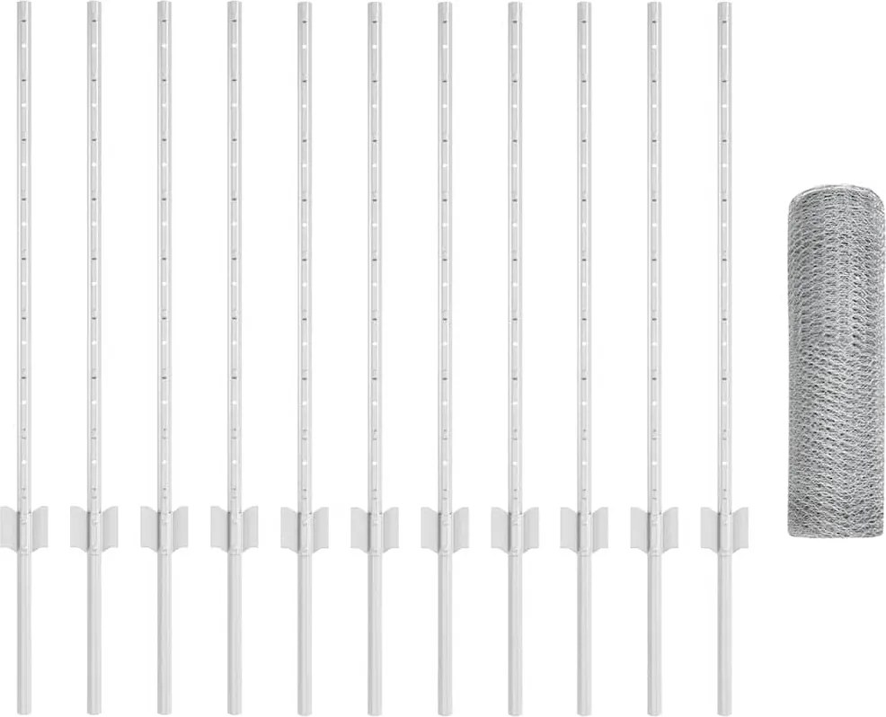 vidaXL Gard cu Stâlp Argintiu 0,8 x 25 m Oțel