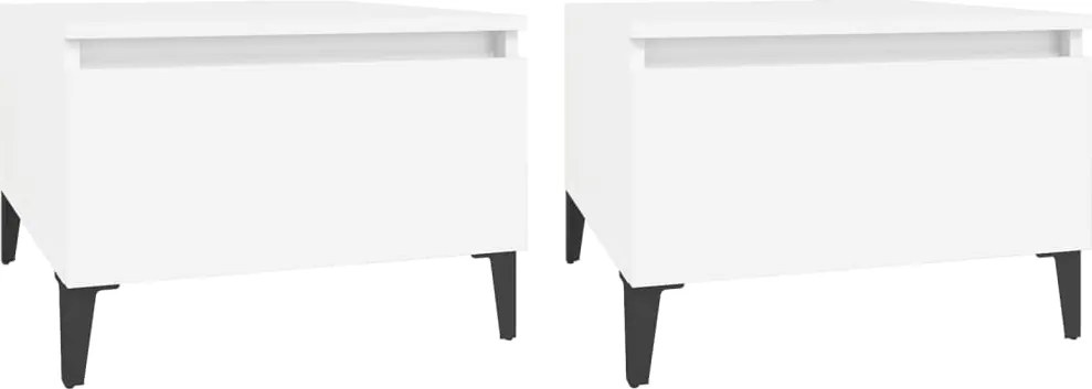vidaXL Mese laterale, 2 buc., alb, 50x46x35 cm, lemn compozit