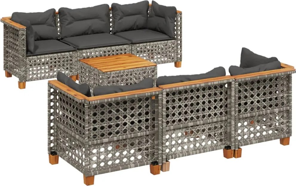 vidaXL Set canapele de grădină cu perne, 8 piese, gri, poliratan