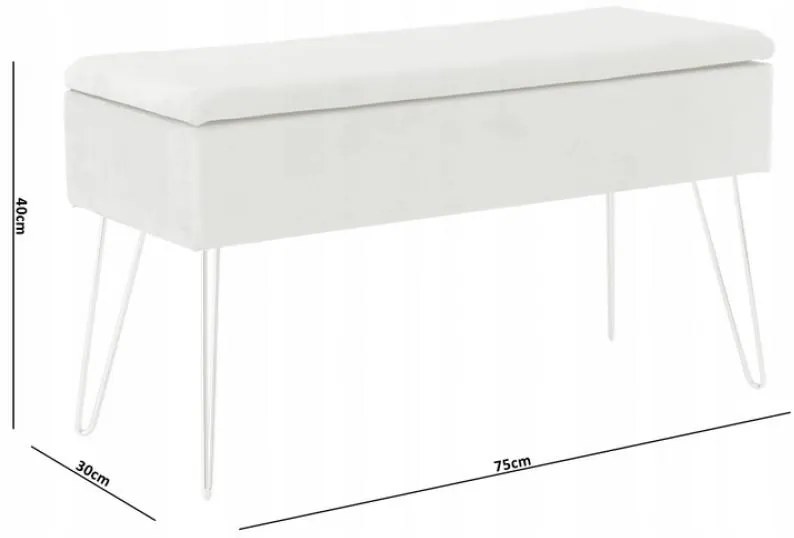 ShopJK BANCA CU SPAȚIU DE DEPOZITARE BEJ 75 x 30 x 40