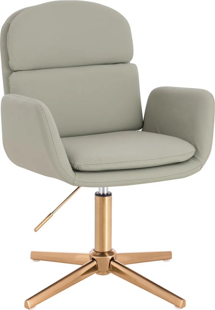 HR480CROSS Scaun Culoarea Inului Piele Ecologica Premium Soft cu Bază Aurie