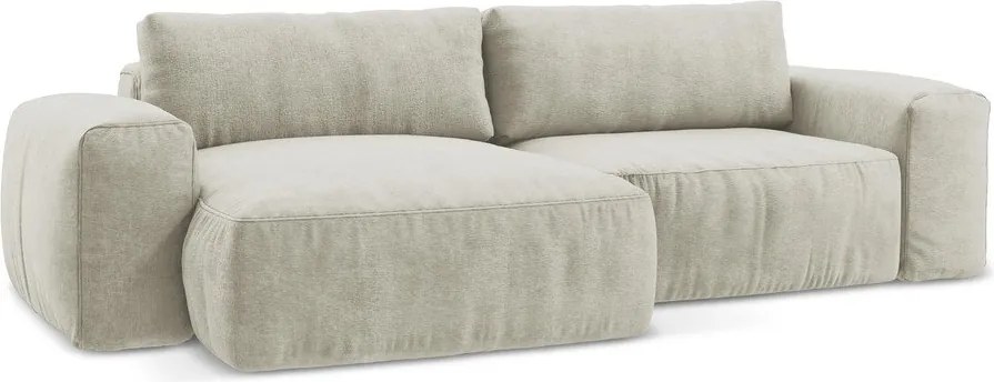 Colțar bej extensibil cu tapițerie din chenille (cu colț pe partea stângă/cu șezlong) Kuki – Makamii