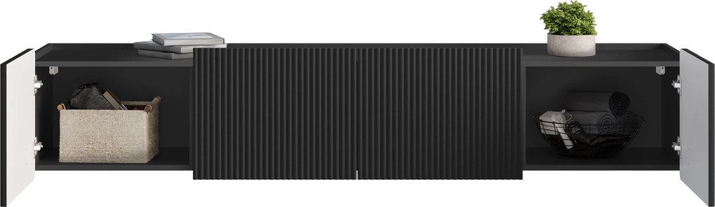 Dulap TV Malmi 200 cm suspendată - negru mat / auriu