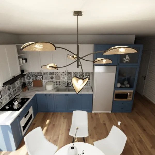 Lustră pe tijă LOTUS 6xE14/10W/230V negru/bej