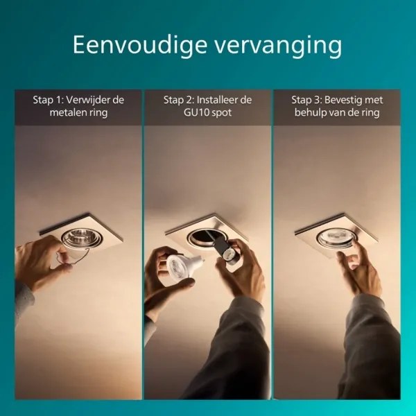 Philips - Set de 3 spoturi încastrate PERIDOT, 1xGU10/7W/230V, argintiu