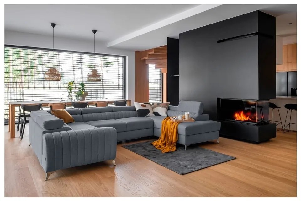 Colțar albastru extensibil/cu spațiu de depozitare (cu colț pe partea dreaptă/în formă de "U") Louis – ELTAP