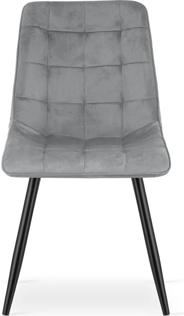 Scaun de masa SPLIT VELVET cu picioare negre, gri deschis