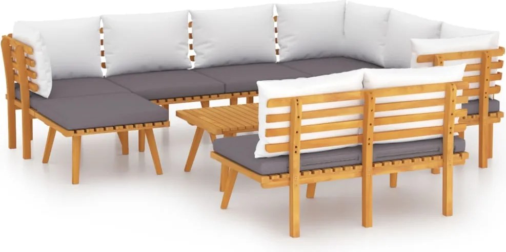 vidaXL Set mobilier de grădină cu perne, 9 piese, lemn masiv de acacia