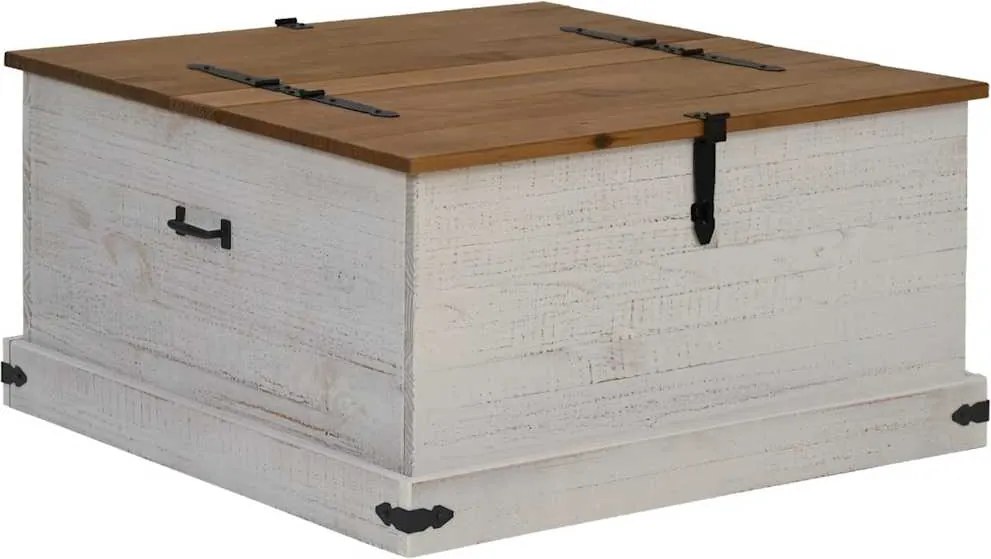 vidaXL Cufă de depozitare HALDEN alb 91x91x47 cm lemn masiv de pin