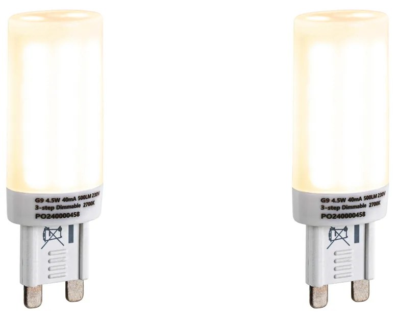Set de 2 becuri LED G9 dimabile în 3 trepte Opal 4.5W 500 lm 2700K