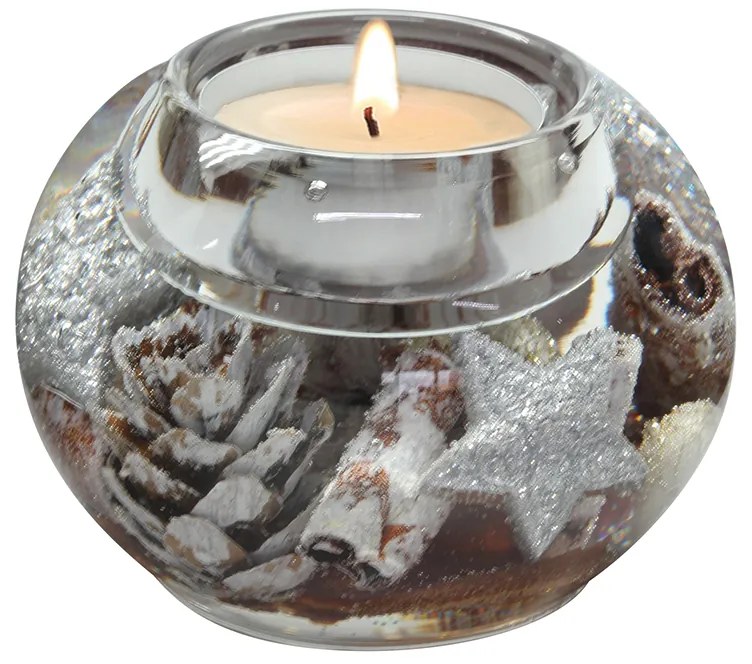 Suport lumanare pastila DREAM-mercur star, sticla, 6x8 cm