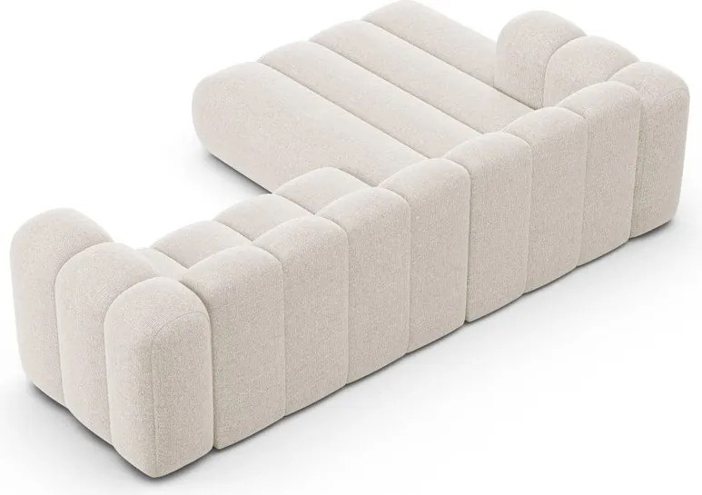 Colțar crem cu tapițerie din chenille (cu colț pe partea stângă/cu șezlong) Lupine – Micadoni