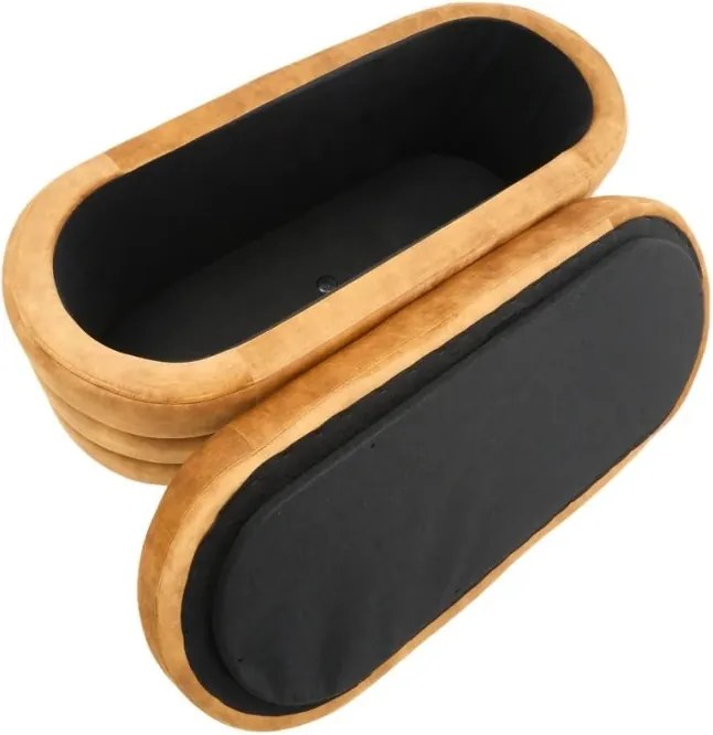 Bancheta cu spatiu de depozitare, Catifea Galben-Mustar, VOQUE 115cm A-46690 VC