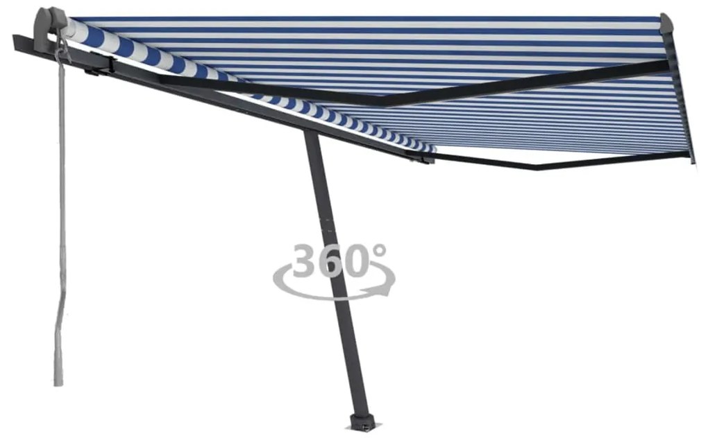vidaXL Copertină autonomă retractabilă automat albastru&amp;alb 400x300 cm