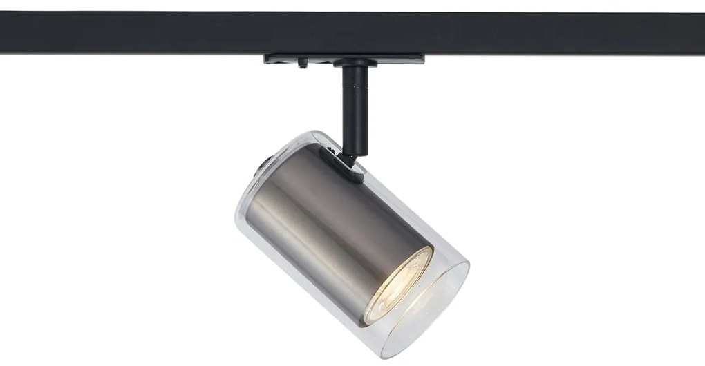 Spot modern gri metalizat cu sticlă transparentă pentru sistem de șină monofazat - Iconic Lloyd