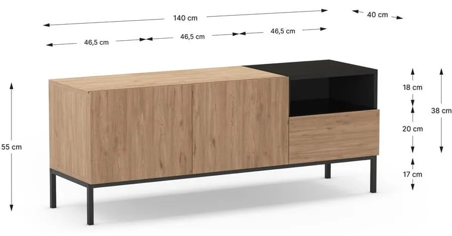 Comodă TV crem 140x55 cm Cailin – Marckeric