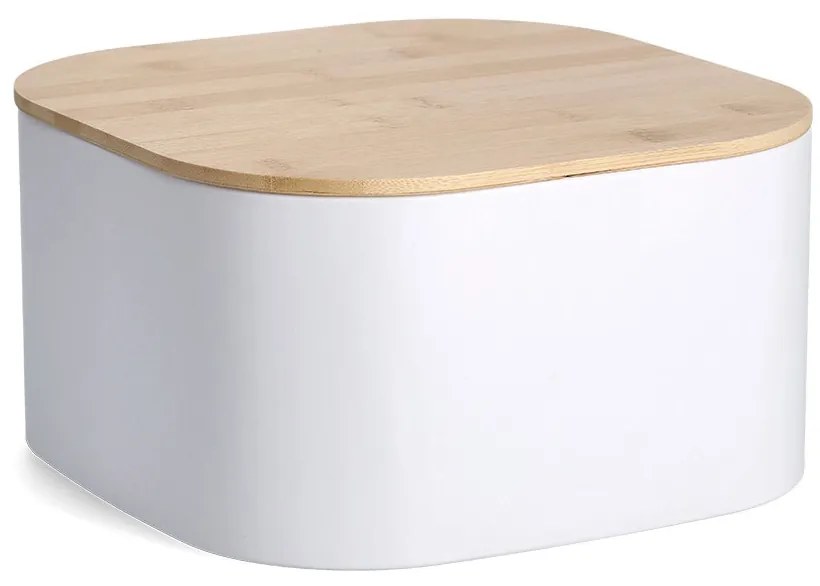 Cutie pentru paine, metalica cu capac din bambus, 26,5 cm