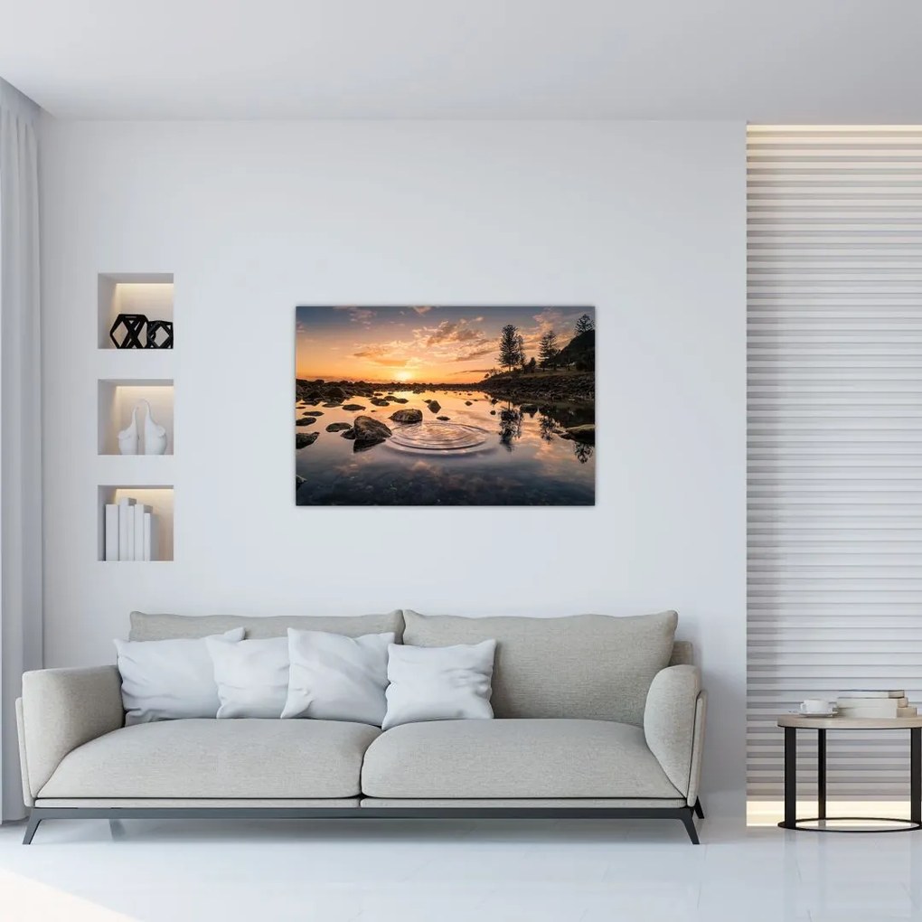 Tablou - Apus de soare la lac (90x60 cm)