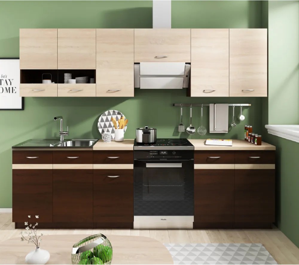 Dulap de jos de colţ, stejar sonoma închis/stejar sonoma, de stânga, LARESA 2 D90N