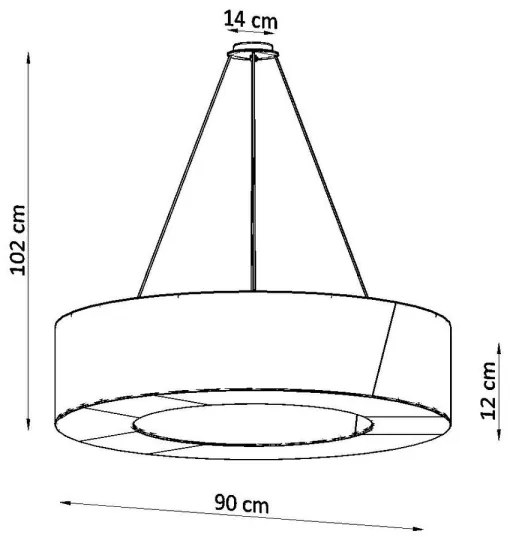 Lustră pe cablu SATURNO SLIM 8xE27/60W/230V d. 90 cm neagră Sollux SL.0798
