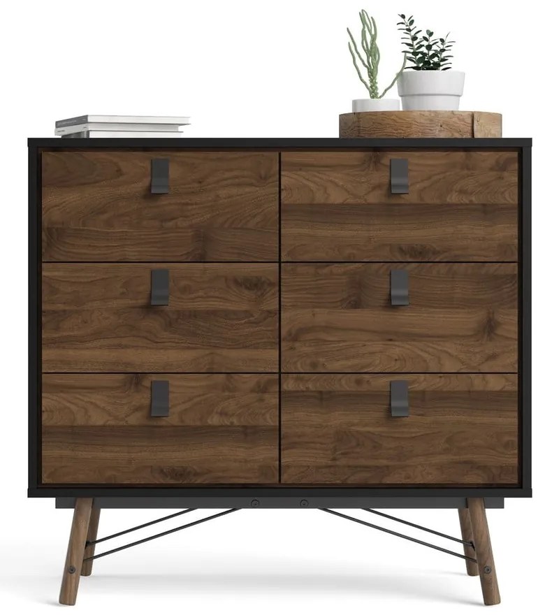 Comodă Tvilum Ry, 102x95 cm, maro închis-negru