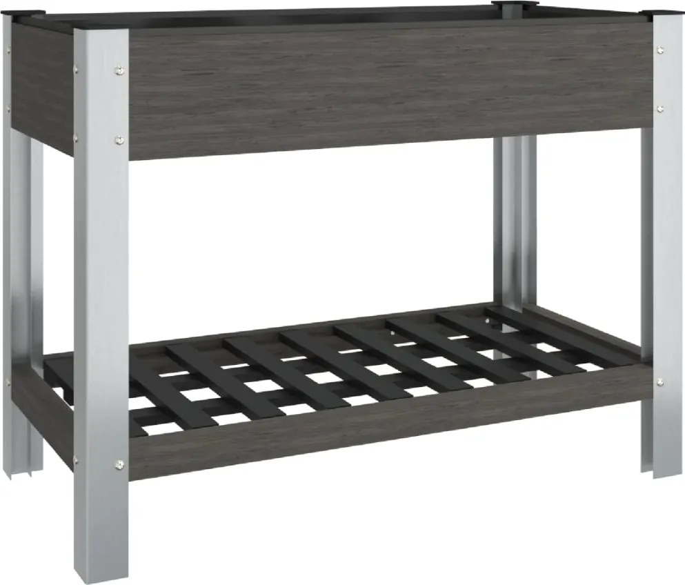 vidaXL Strat înălțat de grădină cu raft, gri, 100x50x75 cm, WPC