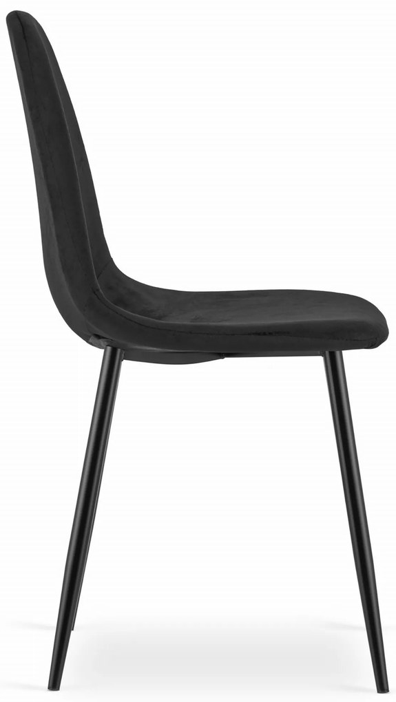 Scaun de masa din catifea Culoare negru cu picioare negre, COMO
