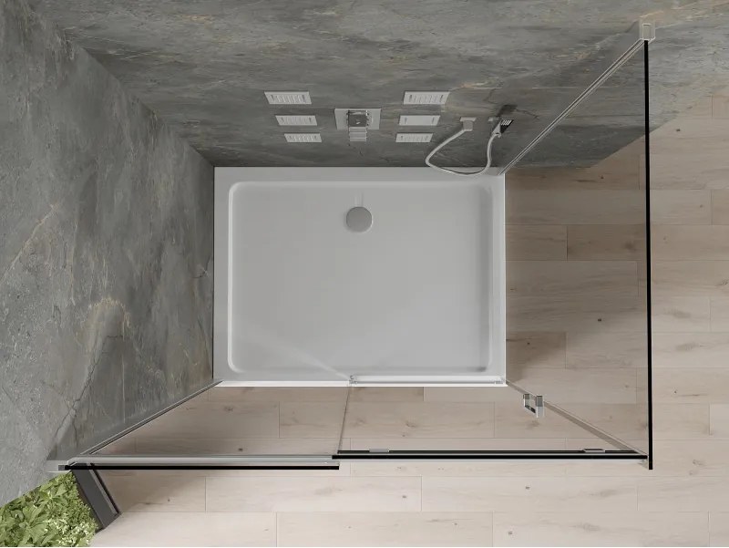 Mexen Omega cabină de duș glisantă 100 x 90 cm, grafit, crom + cadă Flat, alb - 825-100-090-01-40-4010
