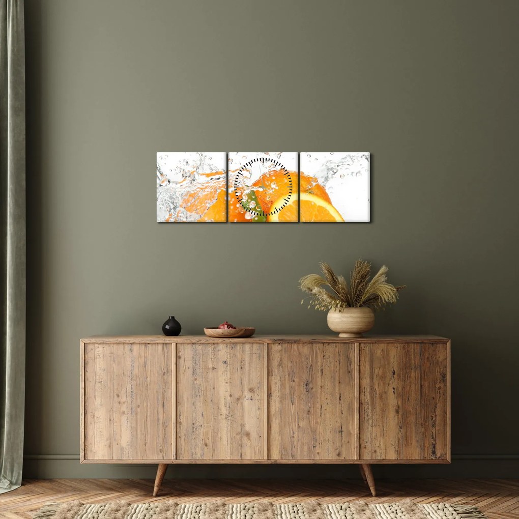 Tablou - Portocale zemoase (cu ceas) (90x30 cm)