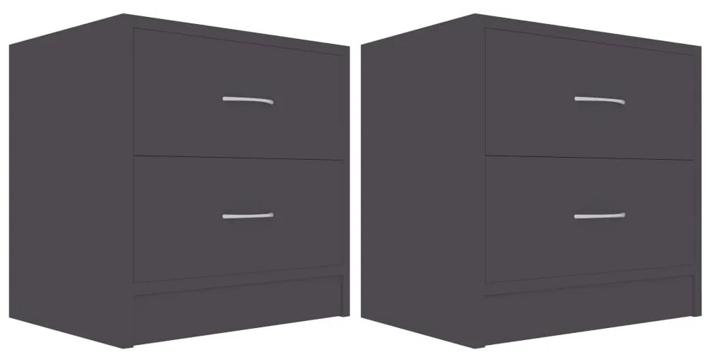 801040 vidaXL Noptiere, 2 buc., gri, 40 x 30 x 40  cm, PAL