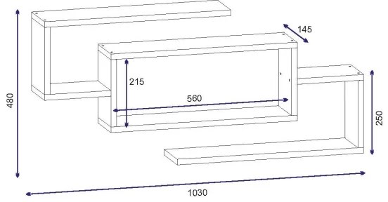Etajeră de perete JANISON 48x103 cm albă