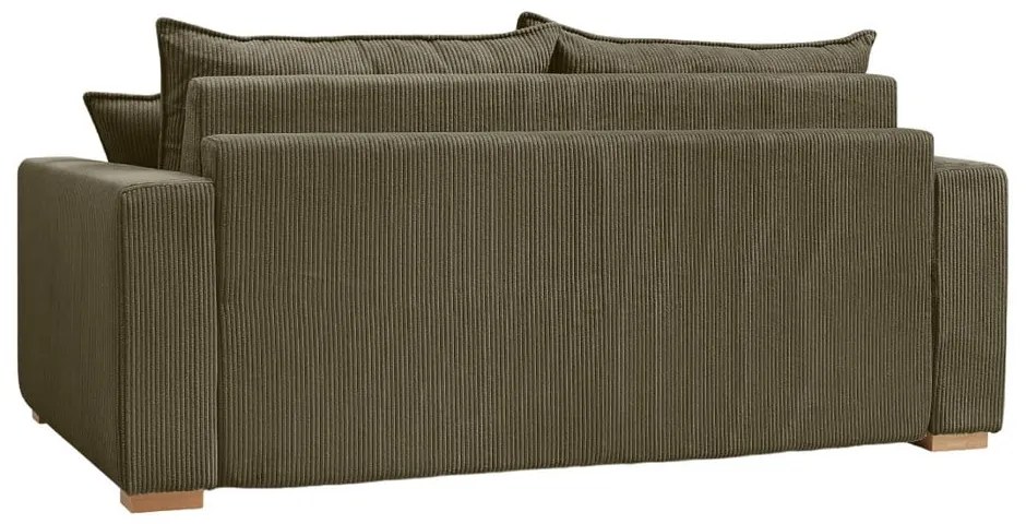 Canapea verde/maro extensibilă cu tapițerie din catifea reiată 225 cm Augustin – Bobochic Paris