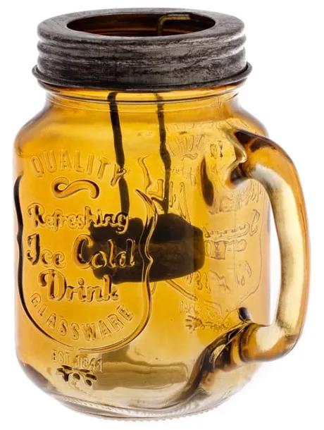 Felinar din sticlă Dakls Rura, protocaliu, înălțime 13,5 cm