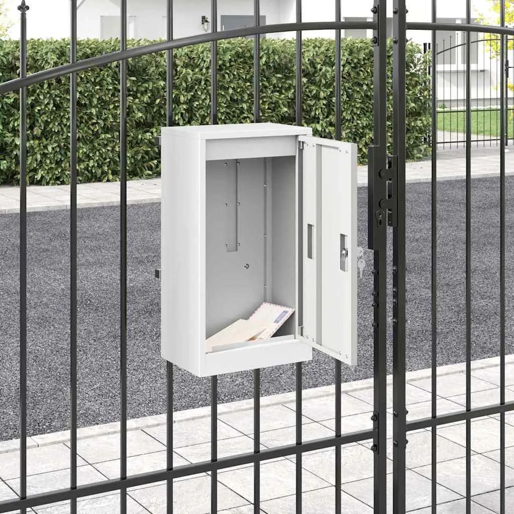vidaXL cutie poștală Alb 30 x 23 x 55 cm Oțel