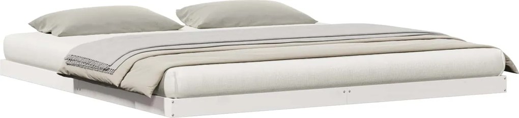 vidaXL Cadru de pat de podea Alb 213.5 x 104 x 9 cm Lemn de pin masiv
