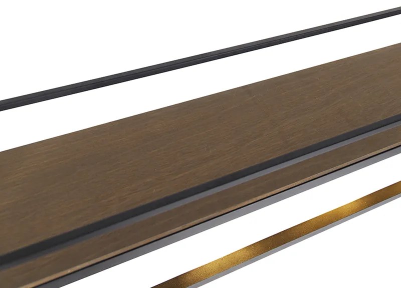 Lampă suspendată industrială neagră cu raft din lemn 4 lumini - Cage Rack