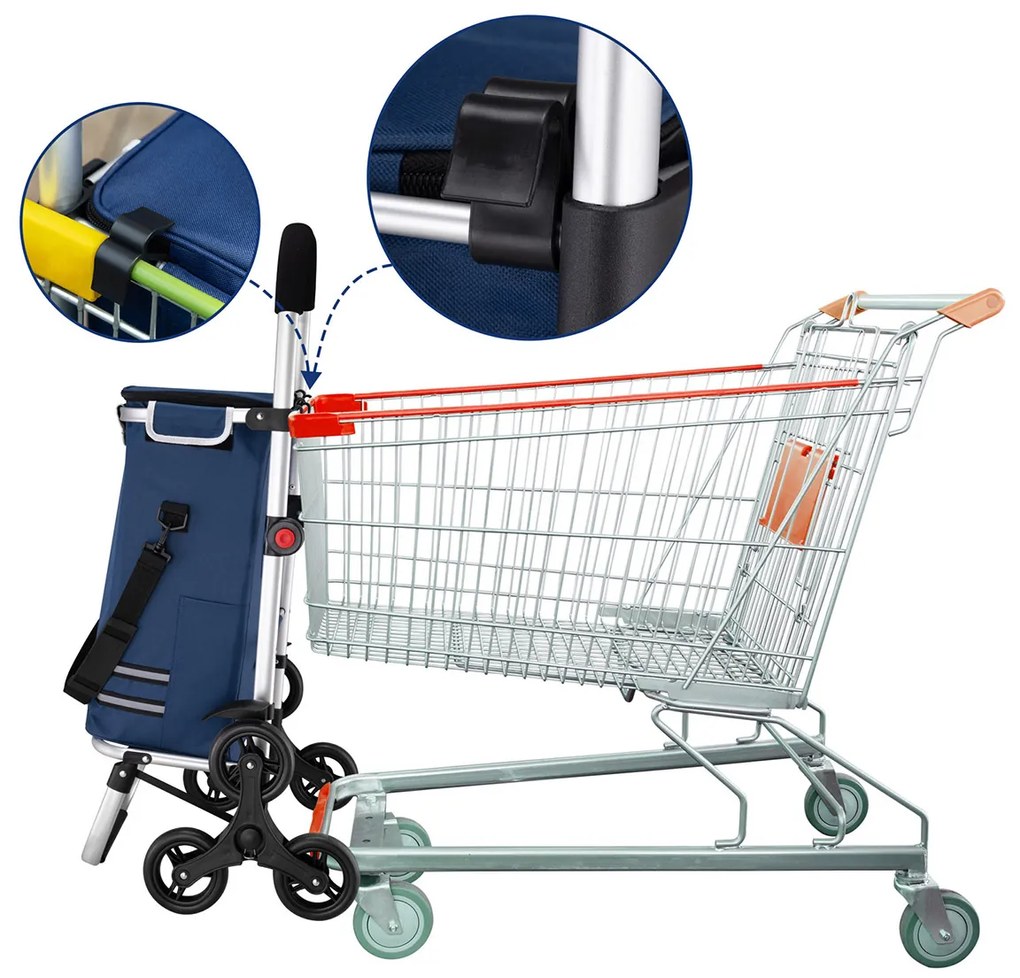 Carucior cumparaturi  Stairs Climber pliabil husa detasabila 3 roti  Metal/Poliester Albastru
