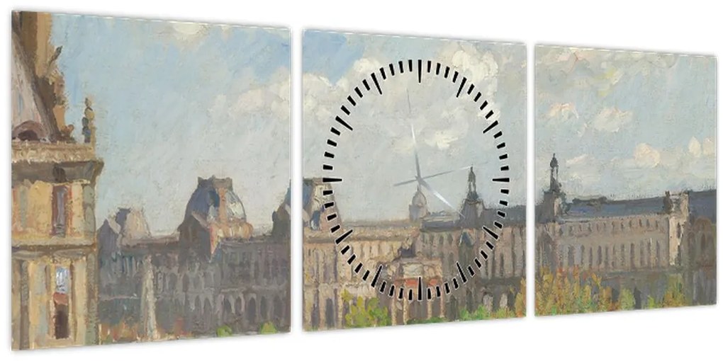 Tablou - Camille Pissarro, Place du Carrousel, Paris, reproducere (cu ceas) (90x30 cm)