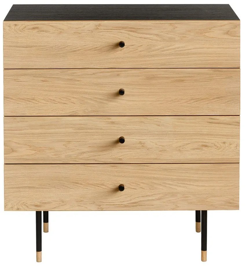 Comodă neagră/în culoare naturală înaltă cu aspect de lemn de stejar 80x87 cm Jugend – Woodman