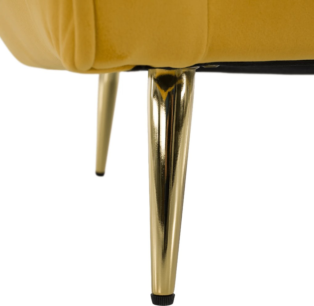 Fotoliu de design, ţesătură Velvet galbenă/gold crom auriu, EZIO