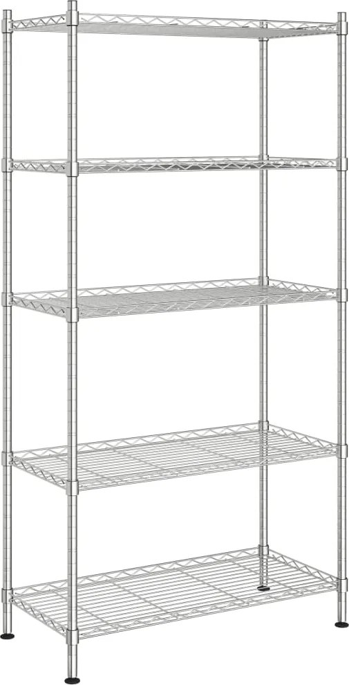 vidaXL Raft de depozitare, 5 niveluri, 90 x 35 x 180 cm, crom, 250 kg