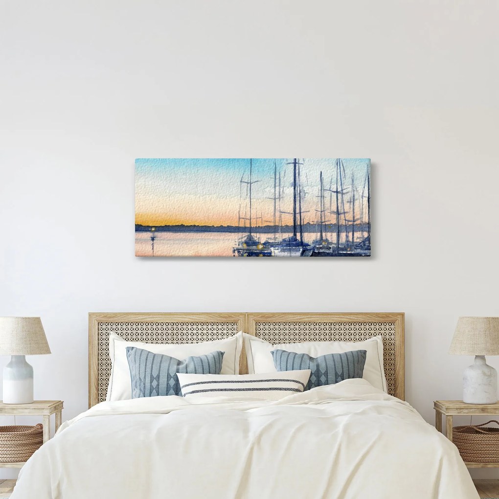 Tablou - Plimbare cu barca, aquarel (120x50 cm)
