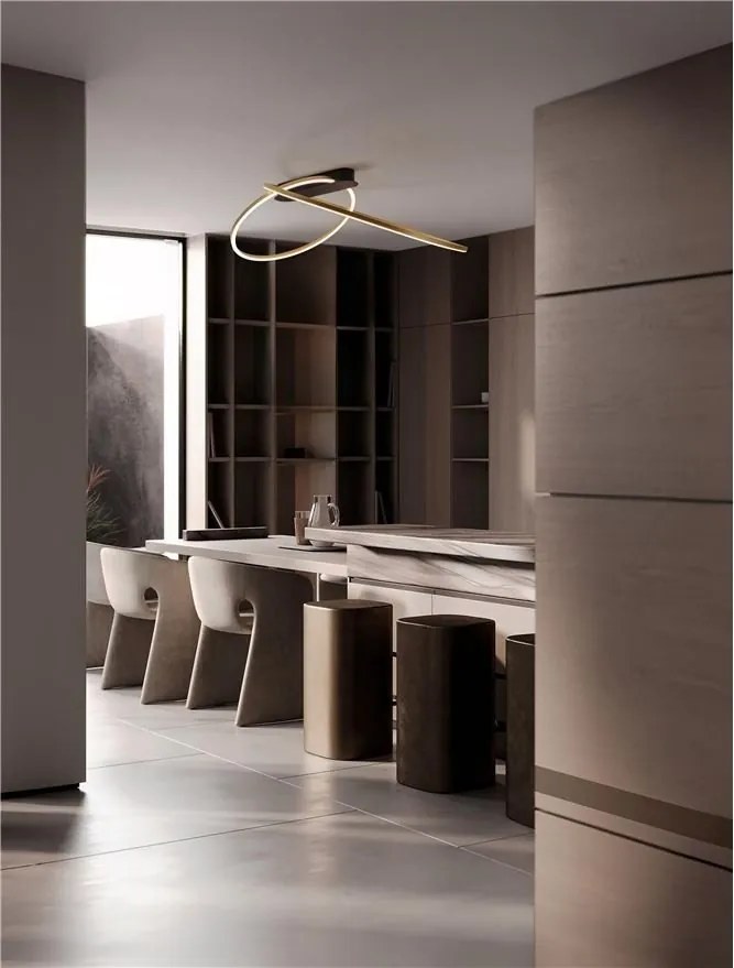 Lustra LED aplicata design modern minimalist KIKLOS auriu/negru